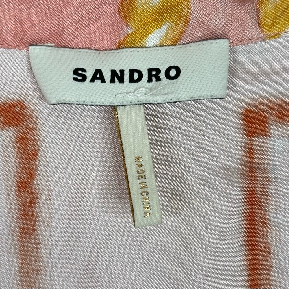Sandro Alexiane Silk Dress‎ Multicolor Chain Print Pink Orange Blue Size 36 US 4 - Picture 5 of 16